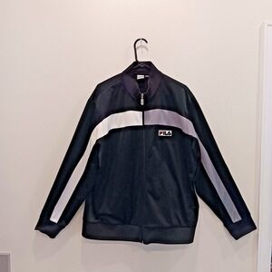 Vintage Fila Sport Track Top in Black & White Casual Jacket